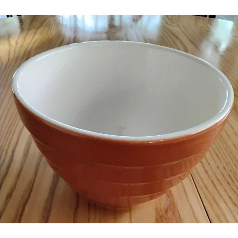 Crate & Barrel Fruit Dessert Bowl 6.25 Wide Burnt Orange Beehive Rib Excellent